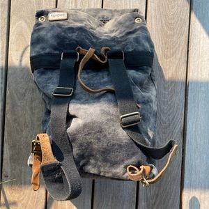 Distressed black pouch backpack